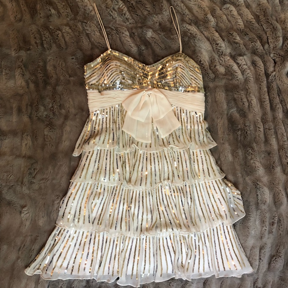 White and sequin Sherri Hill cocktail dress